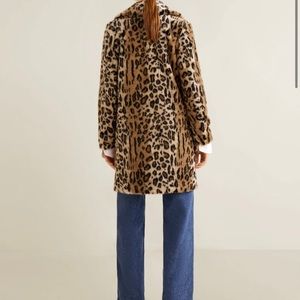 Mango faux fur leopard coat size XXS.